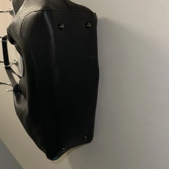 Sondra Roberts Squared Vegan Leather Tote Satchel Black Shoulder Bag Purse Large - Picture 4 of 12